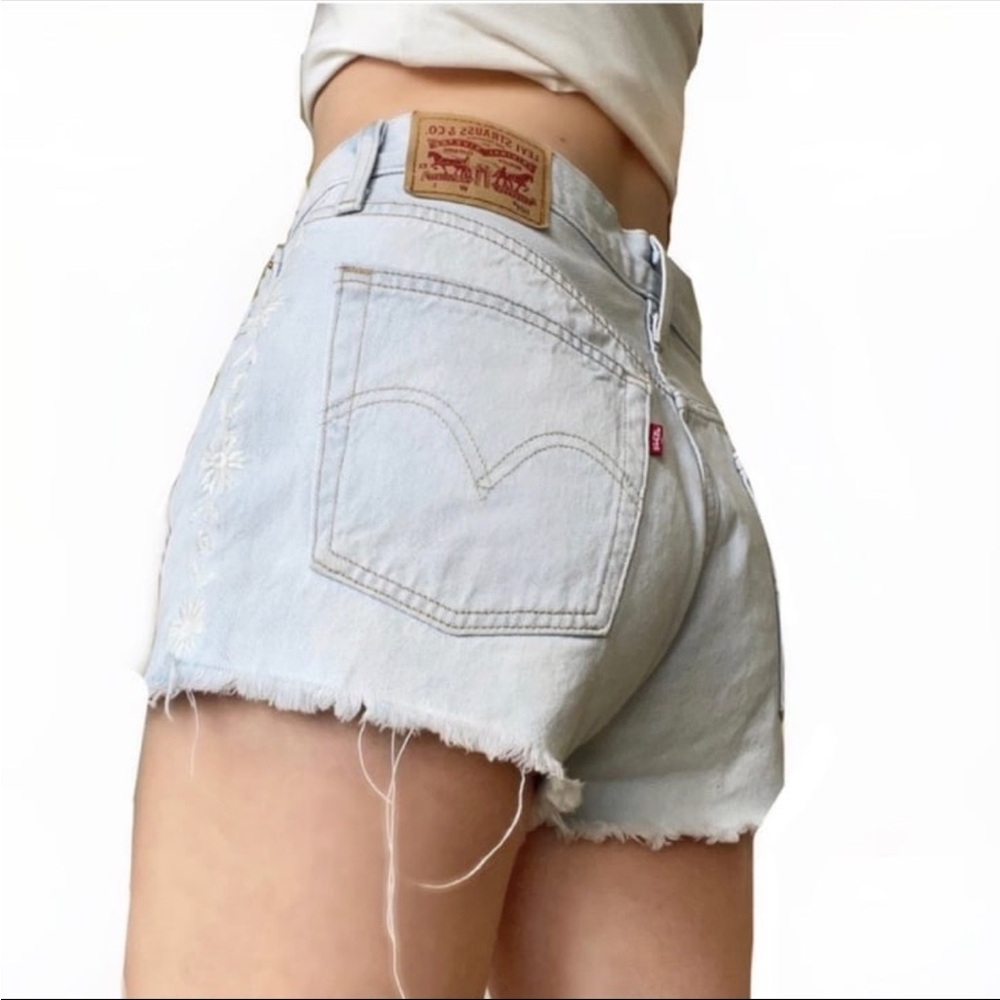 Levi's Blue Jean Shorts Distressed Style